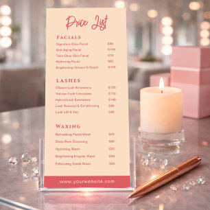 Minimalist Rose & Ivory Salon Beauty Price List Rack Card