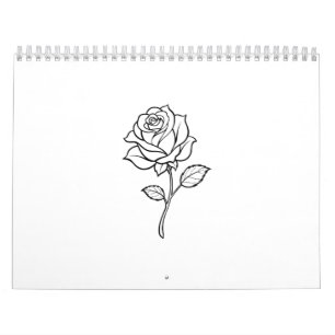 Minimalist Rose Line Art Elegant One-Colour Floral Calendar