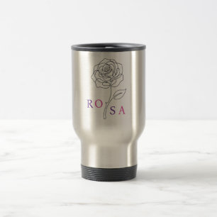 Minimalist Rose Line Art "ROSA" Elegant Travel Mug