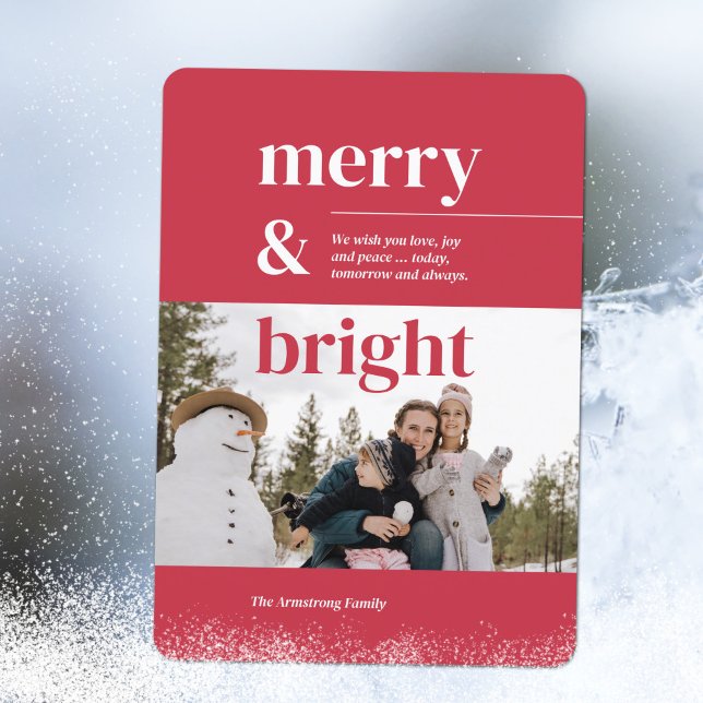 Minimalist Rose Merry Bright Photo Holiday Card (Minimalist Rose Merry Bright Photo Holiday Card ©Susanne Sachers - Sunny Mind Design 🌞)