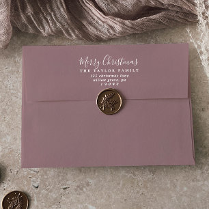 Minimalist Rose Pink Merry Christmas Card Envelope
