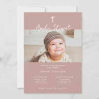 Minimalist rose pink photo baptism christening