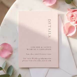 Minimalist Rose Wedding Details Enclosure card