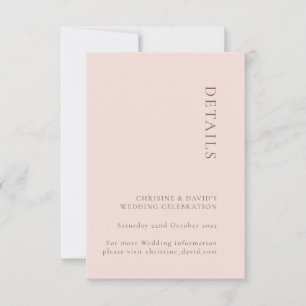 Minimalist Rose Wedding Details Enclosure card