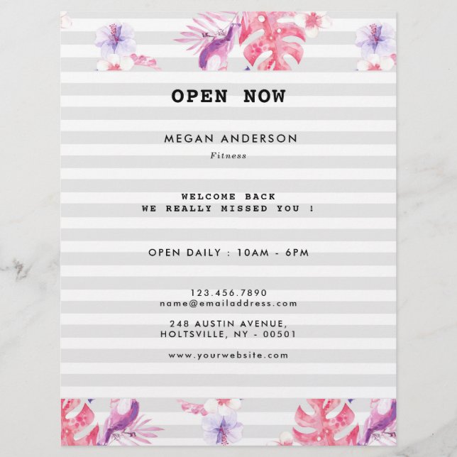 Minimalist Rose White Fitness Flyer (Front)