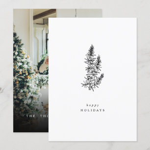 Minimalist Rosemary Photo Happy Holidays Card