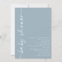 Minimalist Rotated Text Dusty Blue Baby Shower