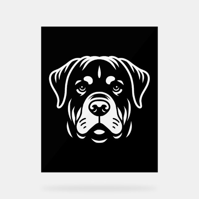 Minimalist Rottweiler Face Design – Bold Line Art Acrylic Sign (Front)