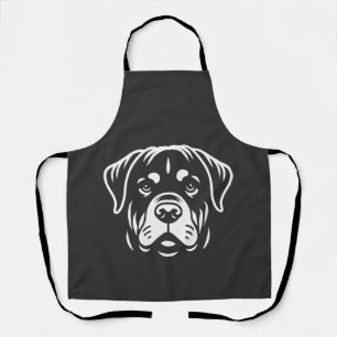 Minimalist Rottweiler Face Design � Bold Line Art Apron