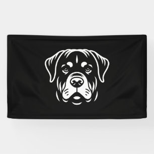 Minimalist Rottweiler Face Design – Bold Line Art Banner