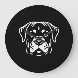 Minimalist Rottweiler Face Design – Bold Line Art Large Clock