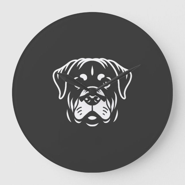 Minimalist Rottweiler Face Design � Bold Line Art Large Clock (Front)