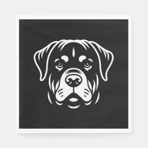 Minimalist Rottweiler Face Design – Bold Line Art Napkin