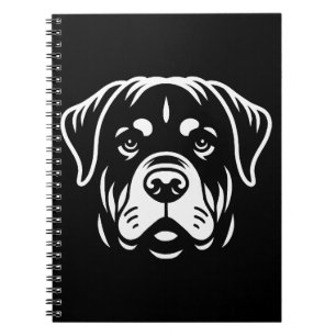Minimalist Rottweiler Face Design – Bold Line Art Notebook