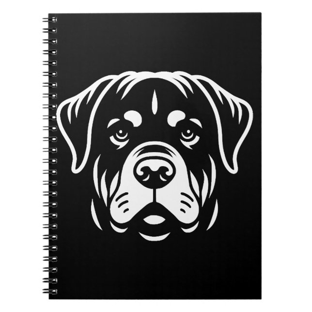 Minimalist Rottweiler Face Design – Bold Line Art Notebook (Front)