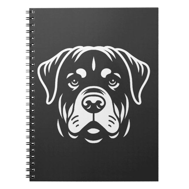 Minimalist Rottweiler Face Design � Bold Line Art Notebook (Front)
