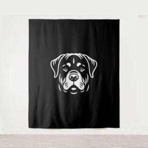 Minimalist Rottweiler Face Design – Bold Line Art Tapestry