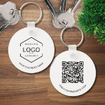 Minimalist Round QR Code Company Business Logo Key Ring<br><div class="desc">Minimalist Round QR Code Company Business Logo keychain</div>