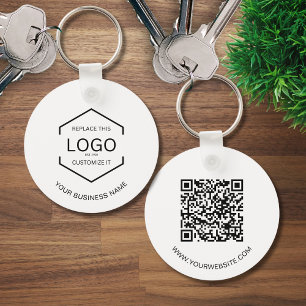 Minimalist Round QR Code Company Business Logo Key Ring