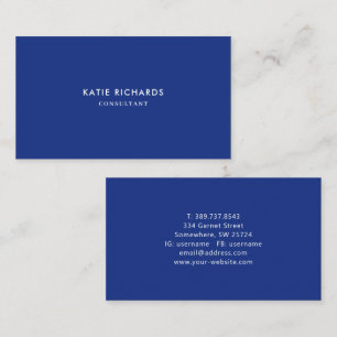 Minimalist Royal Blue Business Card