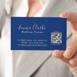 Minimalist Royal Blue Scan Code Business Card