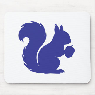 Minimalist Royal Blue Squirrel Silhouette Mouse Mat