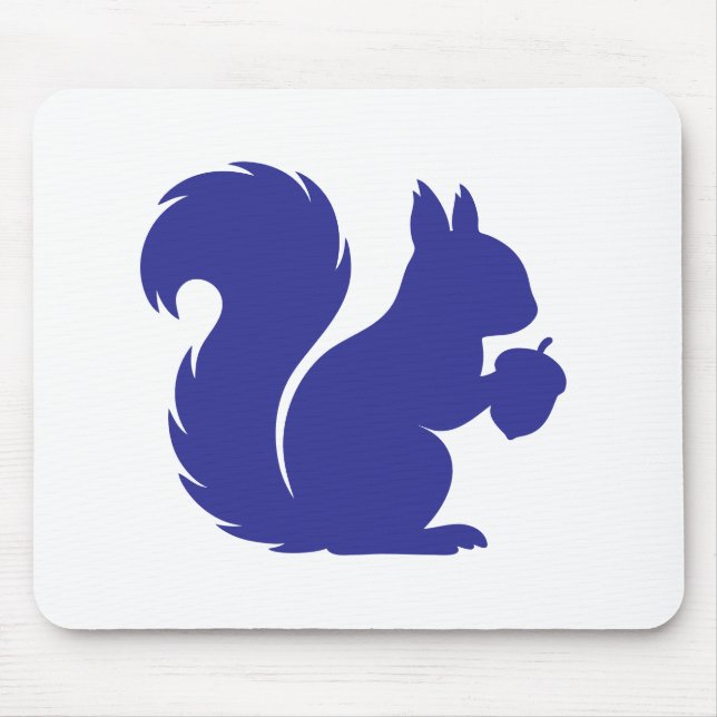 Minimalist Royal Blue Squirrel Silhouette Mouse Mat (Front)