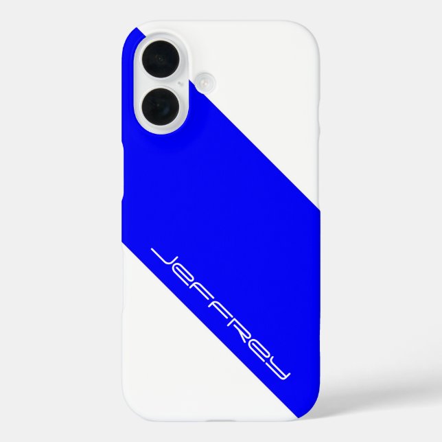 Minimalist, Royal Blue & White, One Stripe, Name, Case-Mate iPhone Case (Back)