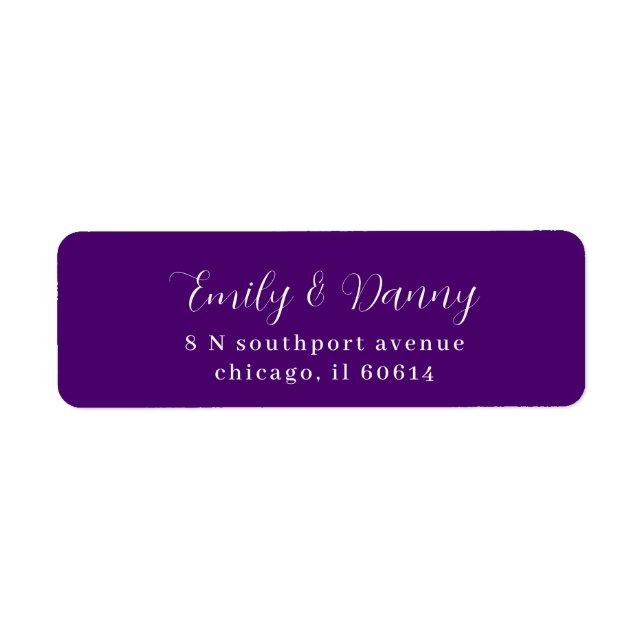 Minimalist Royal Purple Elegant Wedding Address (Front)