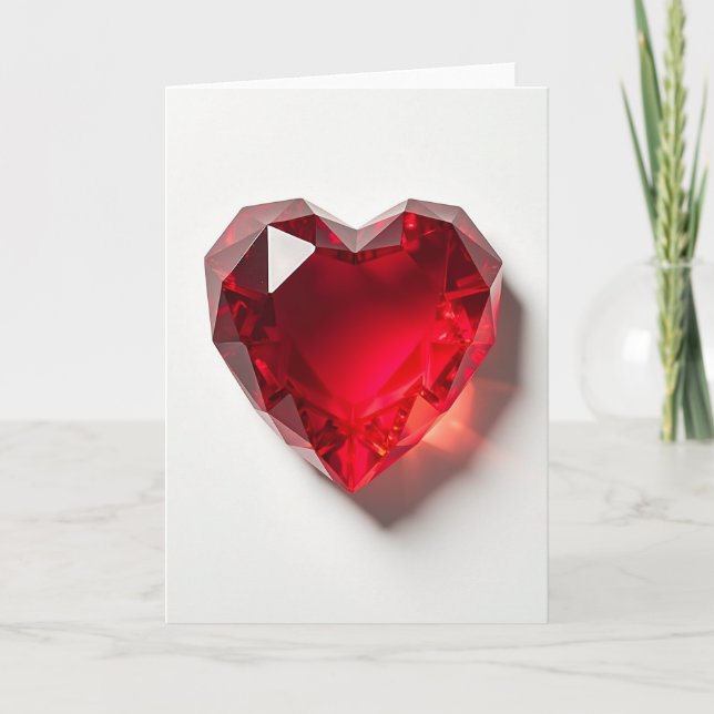 Minimalist Ruby Heart Card (Front)