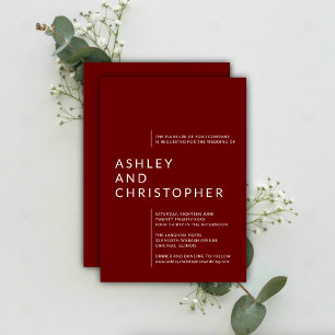 Minimalist Ruby Red Isolated Names Wedding Invitation