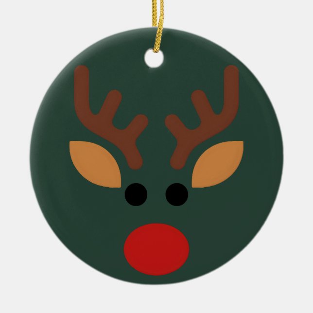 Minimalist Rudolph Reindeer Ceramic Tree Decoration (Front)