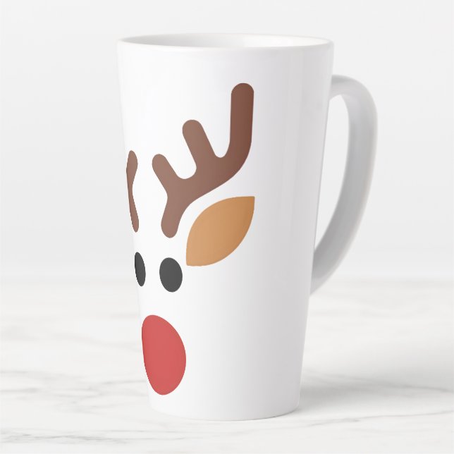 Minimalist Rudolph Reindeer Latte Mug (Right Angle)