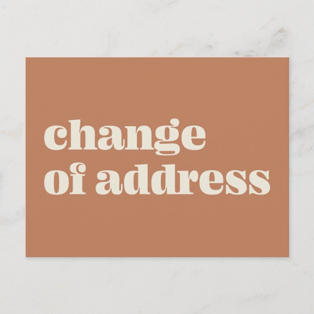 Minimalist Rust Change of Address Announcement  Postcard (Front)