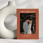Minimalist Rust Fall Merry Married Christmas Photo Holiday Card<br><div class="desc">Bold Minimalist Rust Fall Retro Simple Custom Wedding Merry Married Christmas Photo Holiday Card</div>