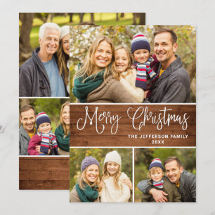Minimalist Rustic 6 PHOTO Christmas Greeting Boho Holiday Card