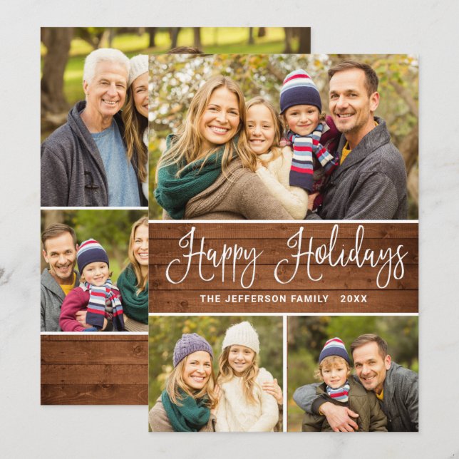 Minimalist Rustic 6 PHOTO Christmas Greeting Boho Holiday Card (Front/Back)