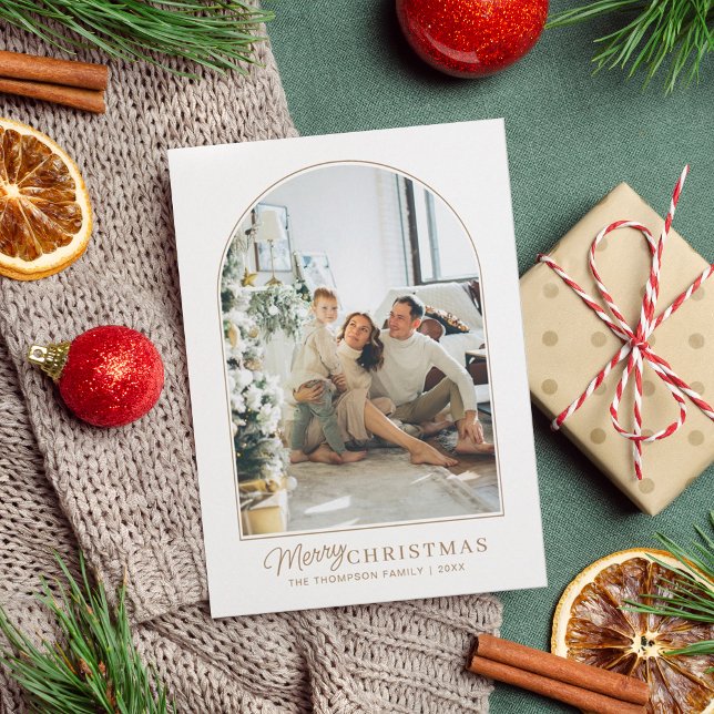 Minimalist Rustic Arch Photo Christmas Holiday Card (Creator Uploaded)