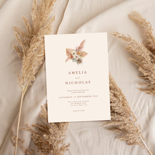 Minimalist Rustic Boho Floral Wedding Invitation (Creator Uploaded)