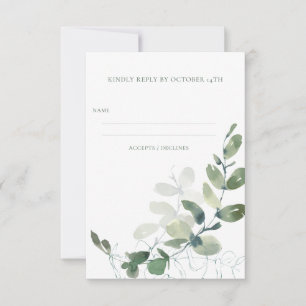 Minimalist Rustic Botanical Eucalyptus Wedding  RSVP Card