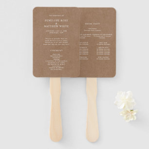 Minimalist Rustic Ceremony Program Hand Fan