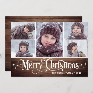 Minimalist Rustic Christmas 5 PHOTOS Greetings Holiday Card