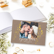 Minimalist Rustic Elegant Gold Foil Photo Wedding