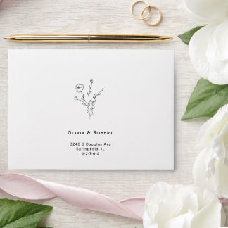 Minimalist Rustic Floral Custom Wedding Envelope