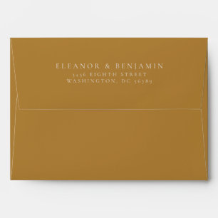 Minimalist Rustic Floral Mustard Yellow Wedding Envelope