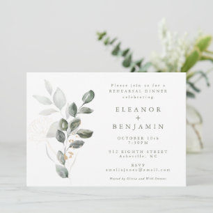 Minimalist Rustic Gold Greenery Rehearsal Dinner  Invitation