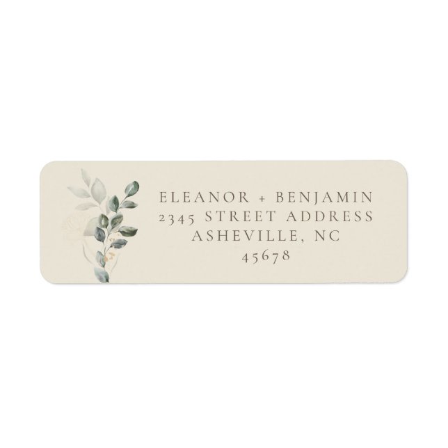 Minimalist Rustic Gold Greenery Return Address (Front)