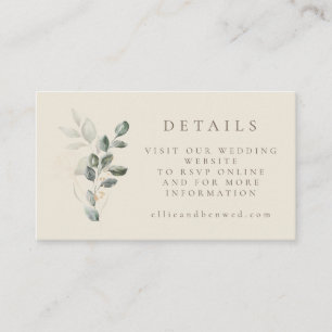 Minimalist Rustic Gold Greenery Wedding Website Enclosure Card