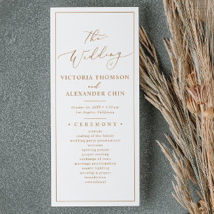 Minimalist Rustic Gold Wedding Programs Menu