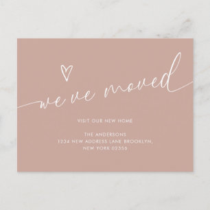 Minimalist Rustic Heart Script We've Moved Moving Postcard